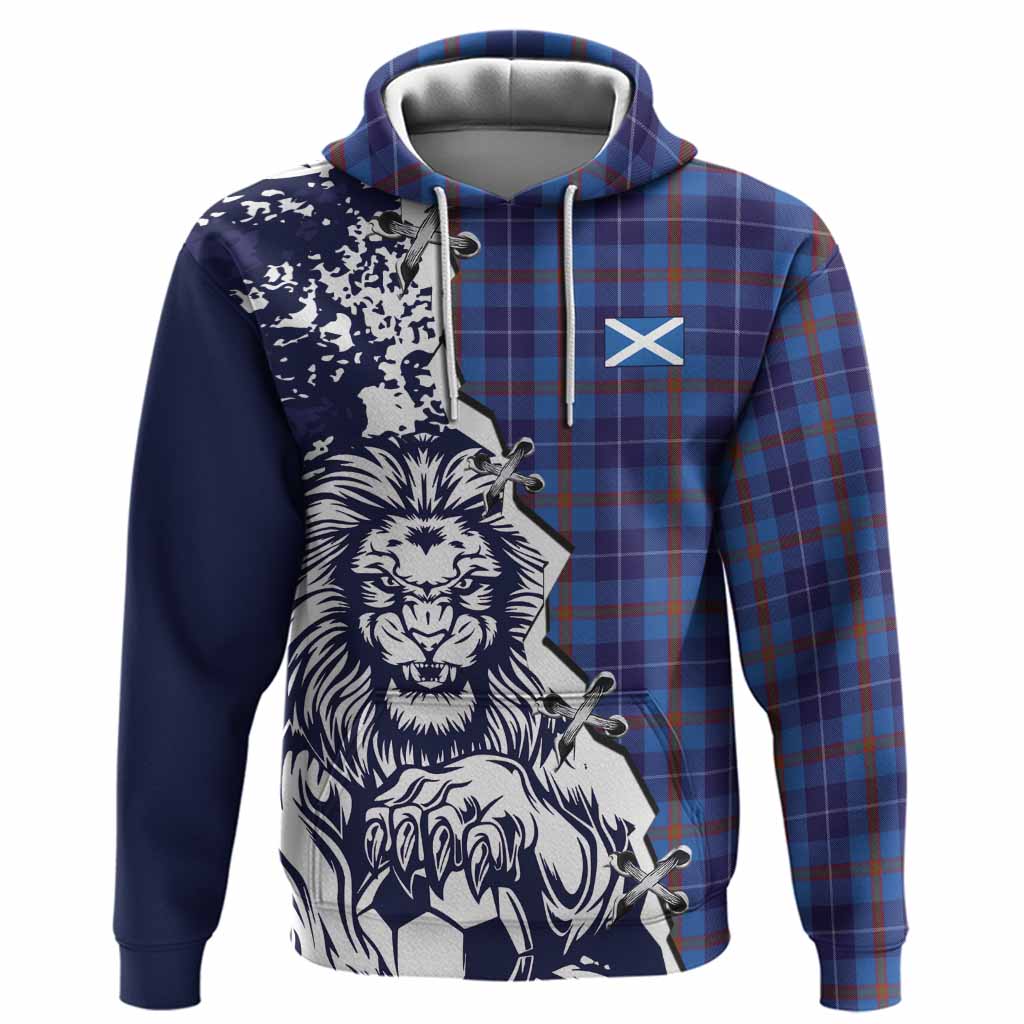Bryson Tartan Scottish Hoodie Angry Lion With Soccer Ball Style