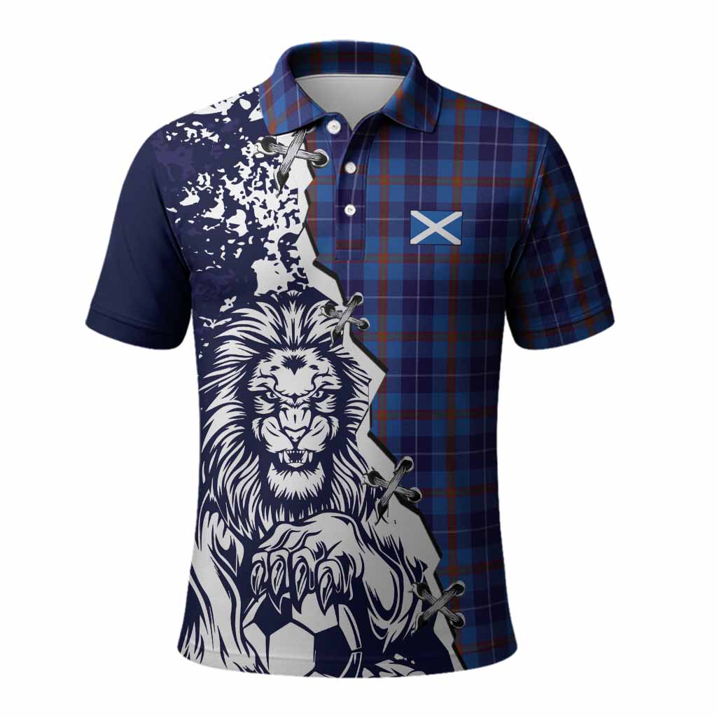 Bryson Tartan Scottish Polo Shirt Angry Lion With Soccer Ball Style