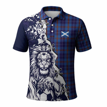 Bryson Tartan Scottish Polo Shirt Angry Lion With Soccer Ball Style