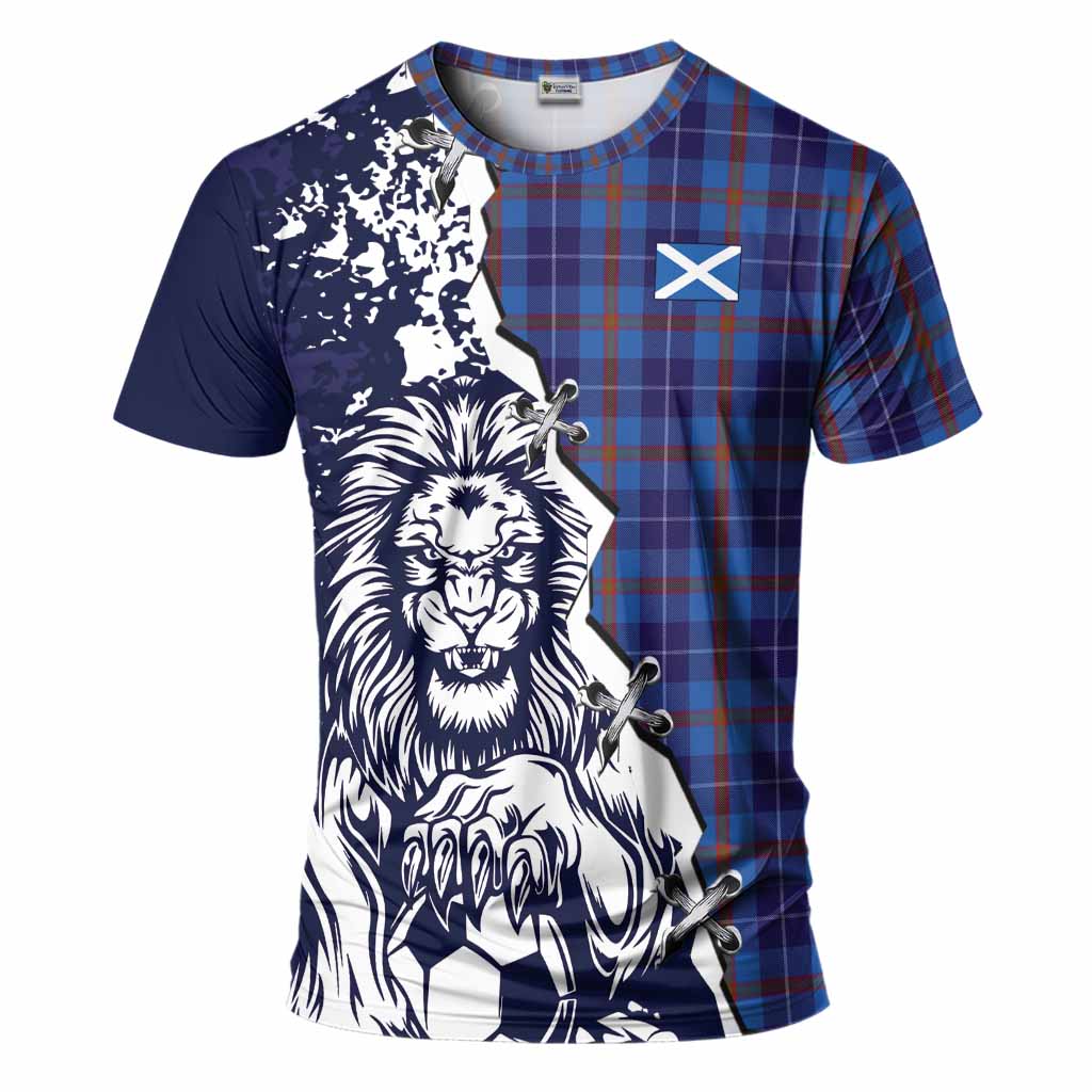 Bryson Tartan Scottish T-Shirt Angry Lion With Soccer Ball Style