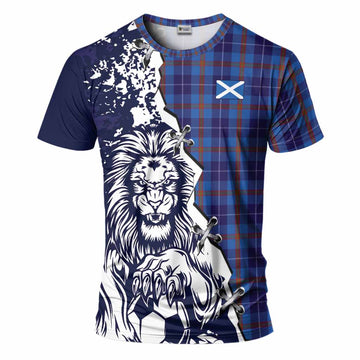 Bryson Tartan Scottish T-Shirt Angry Lion With Soccer Ball Style