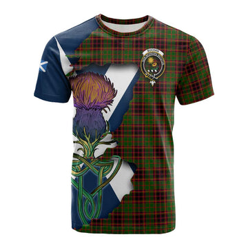 Tartan Vibes Clothing Buchan Tartan Family Crest Cotton T-shirt Scottish Thistle Celtic Inspired
