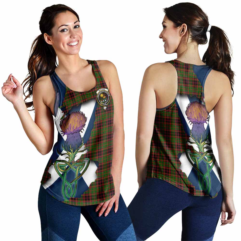Tartan Vibes Clothing Buchan Tartan Family Crest Women's Racerback Tanks Scottish Thistle Celtic Inspired