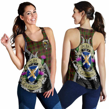 Tartan Vibes Clothing Buchan Tartan Family Crest Women's Racerback Tanks Lion Rampant Royal Thistle Shield Celtic Inspired
