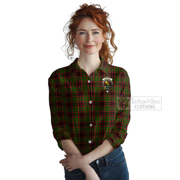 Buchan Tartan Women's Casual Shirt with Family Crest Celtic Skull Style