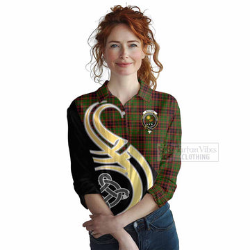 Tartan Vibes Clothing Buchan Tartan Women's Casual Shirt with Family Crest and Celtic Symbol Style