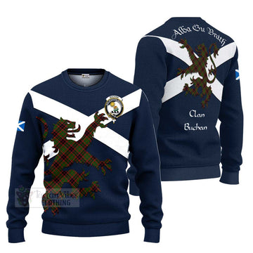 Tartan Vibes Clothing Buchan Tartan Lion Rampant Knitted Sweater – Proudly Display Your Heritage with Alba Gu Brath and Clan Name