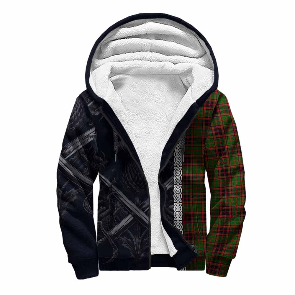 Tartan Vibes Clothing Buchan Tartan Sherpa Hoodie with Family Crest Cross Sword Thistle Celtic Vibes