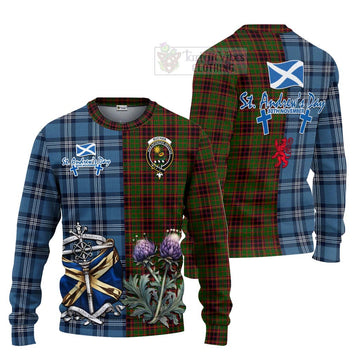 Tartan Vibes Clothing Buchan Tartan Knitted Sweater Happy St. Andrew's Day Half Tartan Style