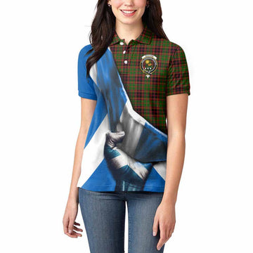 Tartan Vibes Clothing Buchan Tartan Women's Polo Shirt with Family Crest Scotland Patriotic Style