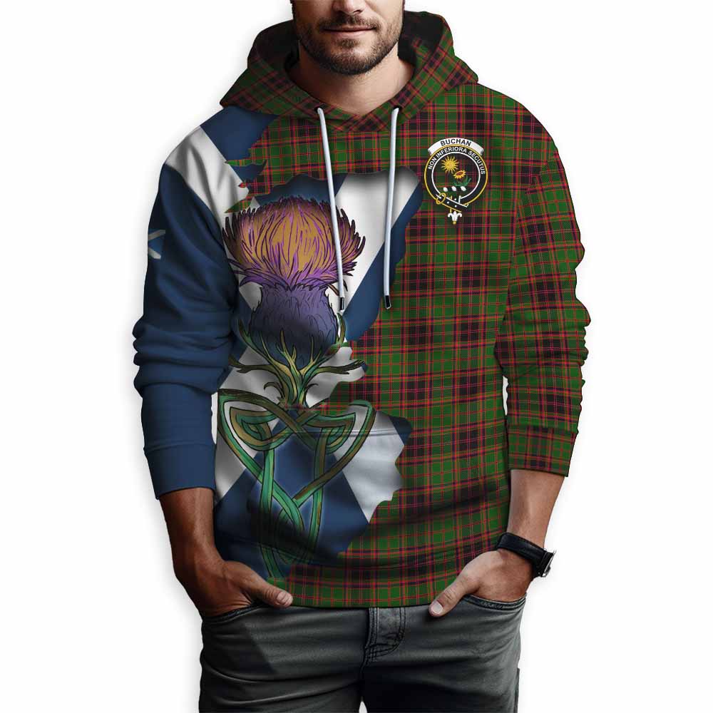 Tartan Vibes Clothing Buchan Tartan Family Crest Hoodie Scottish Thistle Celtic Inspired