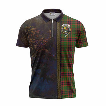 Buchan Tartan Family Crest Zipper Polo Shirt Alba Gu Brath Be Brave Lion Ancient Style