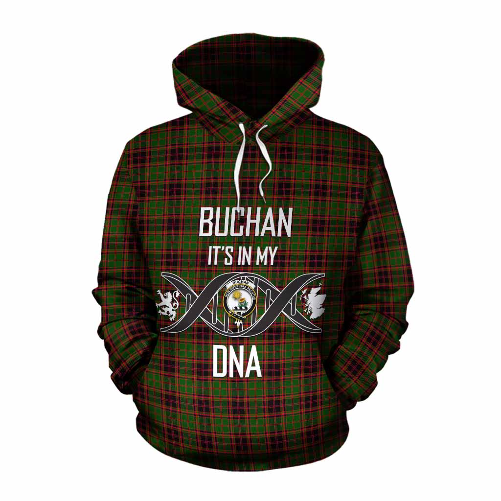 Tartan Vibes Clothing Buchan Tartan Cotton Hoodie with Family Crest DNA In Me Style