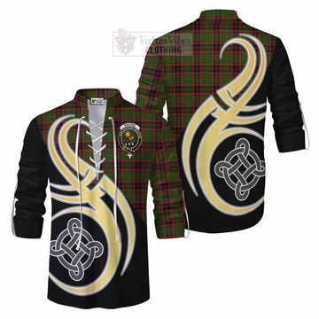 Tartan Vibes Clothing Buchan Tartan Ghillie Kilt Shirt with Family Crest and Celtic Symbol Style