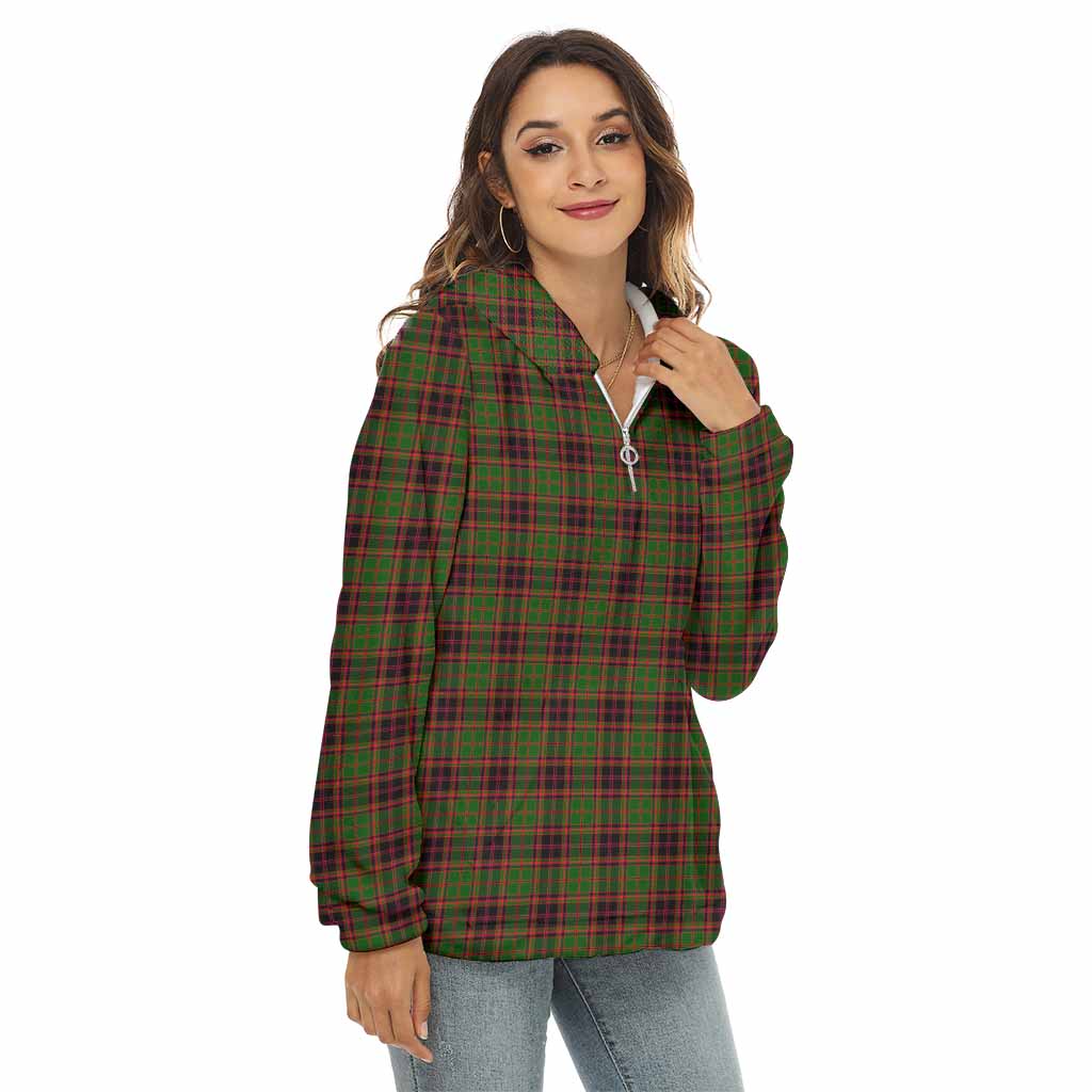 Tartan Vibes Clothing Buchan Tartan Women's Borg  Half Zip Fleece Hoodie