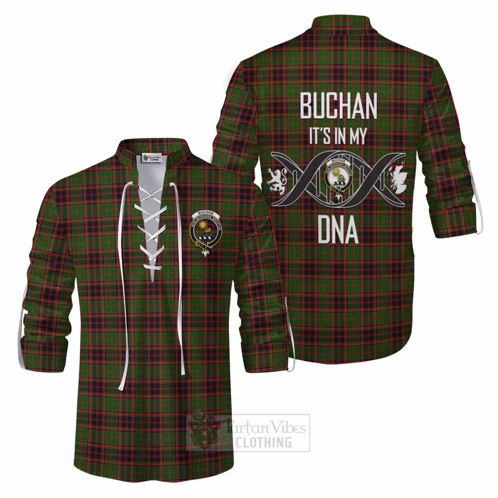 Tartan Vibes Clothing Buchan Tartan Ghillie Kilt Shirt with Family Crest DNA In Me Style