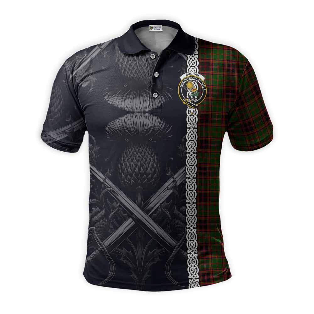 Buchan Tartan Polo Shirt with Family Crest Cross Sword Thistle Celtic Vibes Kid - Tartan Vibes Clothing