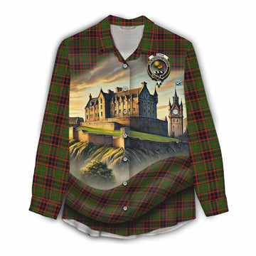Tartan Vibes Clothing Buchan Tartan Family Crest Women's Casual Shirt with Scottish Ancient Castle Style