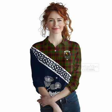 Tartan Vibes Clothing Buchan Tartan Women's Casual Shirt Featuring Thistle and Scotland Map
