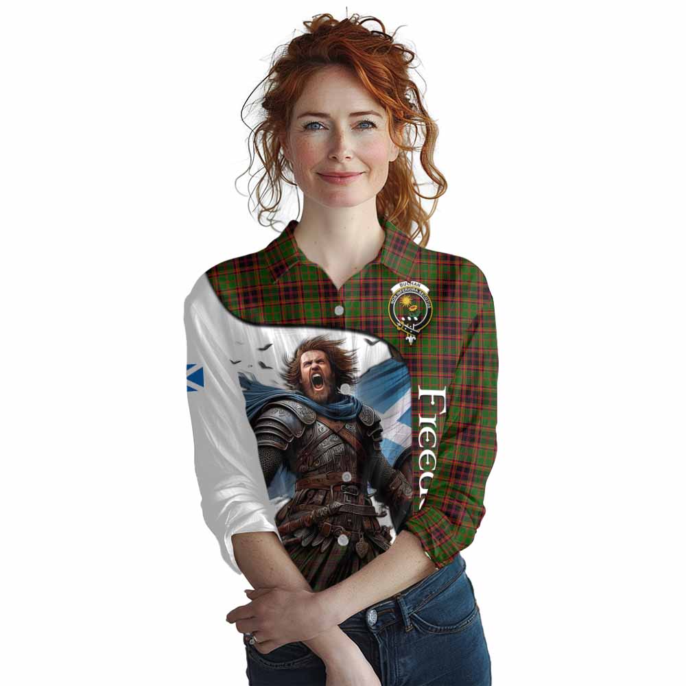 Tartan Vibes Clothing Buchan Crest Tartan Women's Casual Shirt Inspired by the Freedom of Scottish Warrior