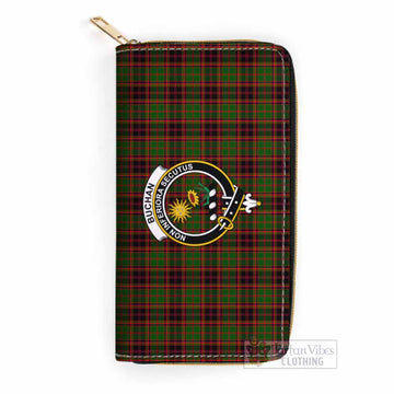 Buchan Tartan Women's Leather Wallet with Family Crest