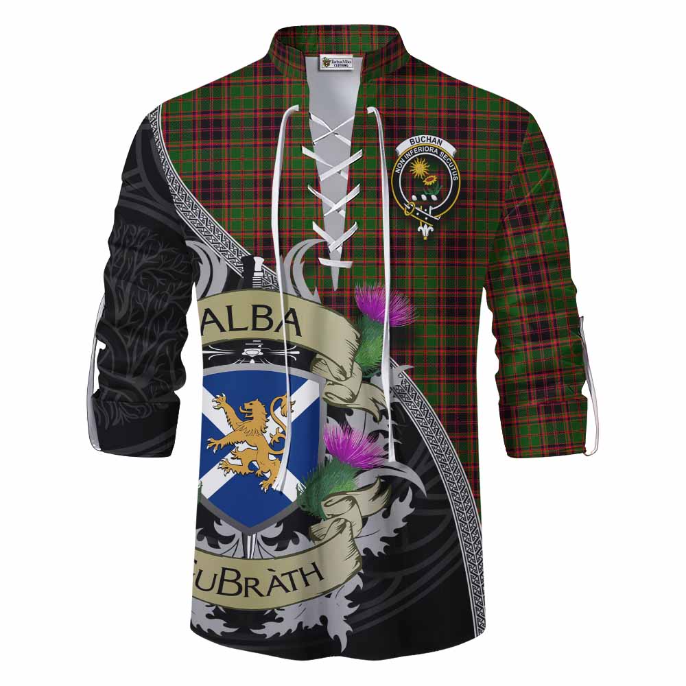 Tartan Vibes Clothing Buchan Tartan Family Crest Ghillie Kilt Shirt Lion Rampant Royal Thistle Shield Celtic Inspired