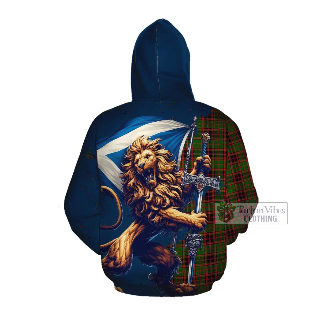 Tartan Vibes Clothing Buchan Tartan Family Crest Cotton Hoodie with Scottish Majestic Lion