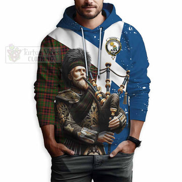 Tartan Vibes Clothing Buchan Tartan Hoodie with Family Crest Scottish Bagpiper Vibes