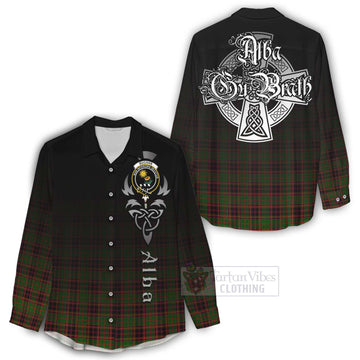Tartan Vibes Clothing Buchan Tartan Women's Casual Shirt Featuring Alba Gu Brath Family Crest Celtic Inspired