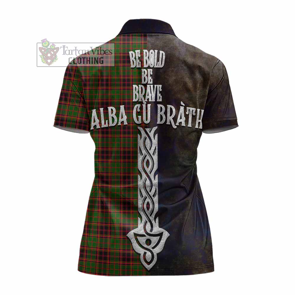 Tartan Vibes Clothing Buchan Tartan Family Crest Women's Polo Shirt Alba Gu Brath Be Brave Lion Ancient Style