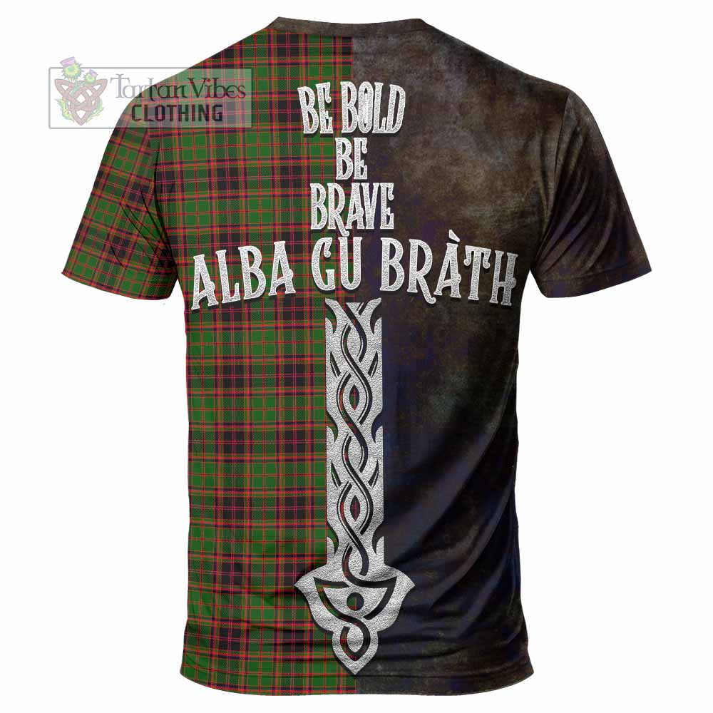 Tartan Vibes Clothing Buchan Tartan Family Crest T-Shirt Alba Gu Brath Be Brave Lion Ancient Style