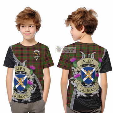 Tartan Vibes Clothing Buchan Tartan Family Crest Kid T-Shirt Lion Rampant Royal Thistle Shield Celtic Inspired