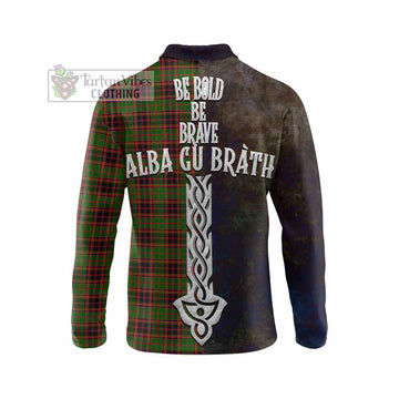 Buchan Tartan Family Crest Long Sleeve Polo Shirt Alba Gu Brath Be Brave Lion Ancient Style
