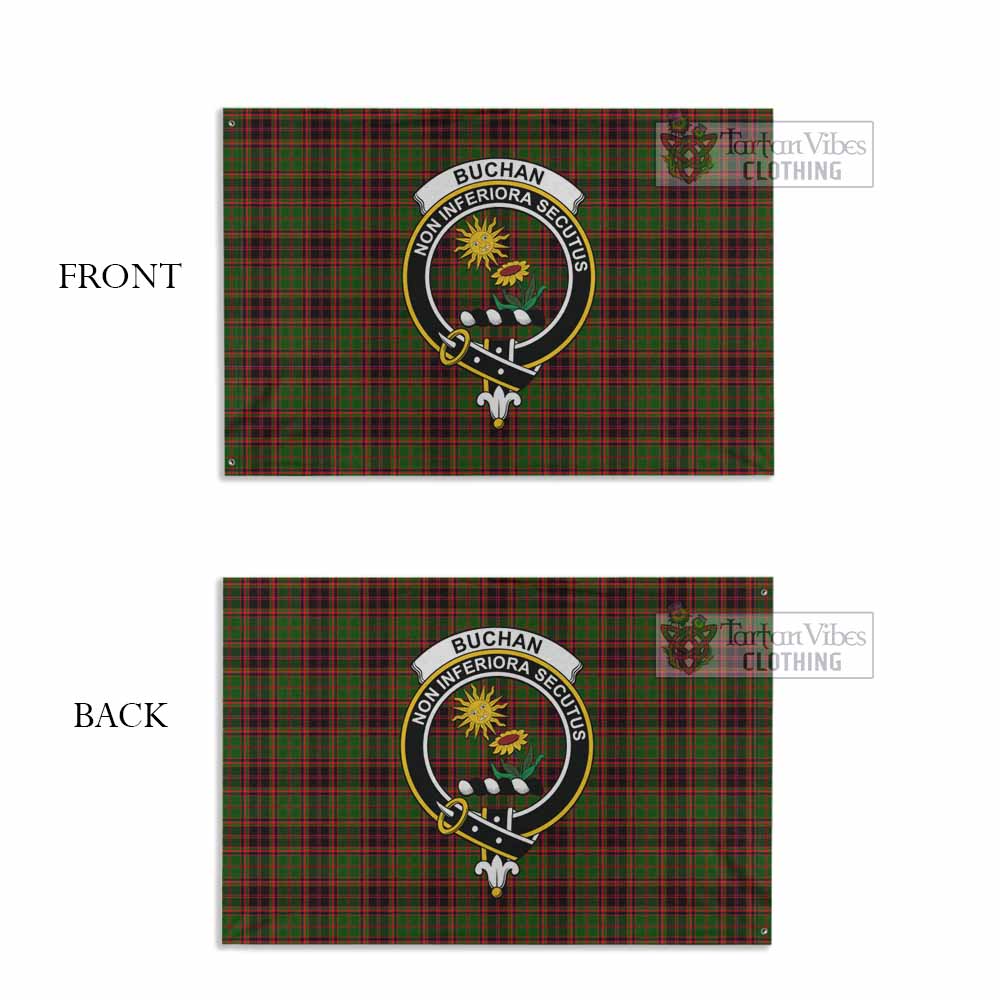 Tartan Vibes Clothing Buchan Tartan House Flag with Family Crest