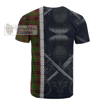 Tartan Vibes Clothing Buchan Tartan Cotton T-shirt with Family Crest Cross Sword Thistle Celtic Vibes