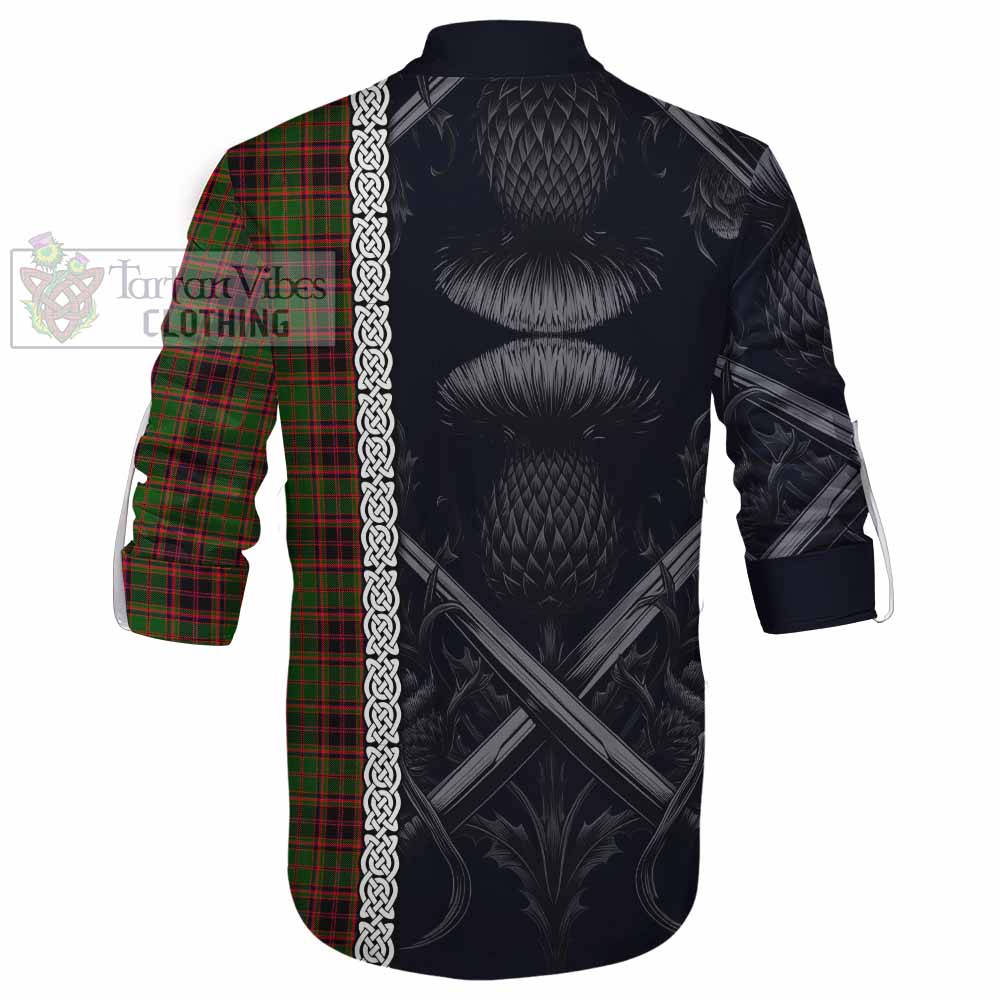 Tartan Vibes Clothing Buchan Tartan Ghillie Kilt Shirt with Family Crest Cross Sword Thistle Celtic Vibes