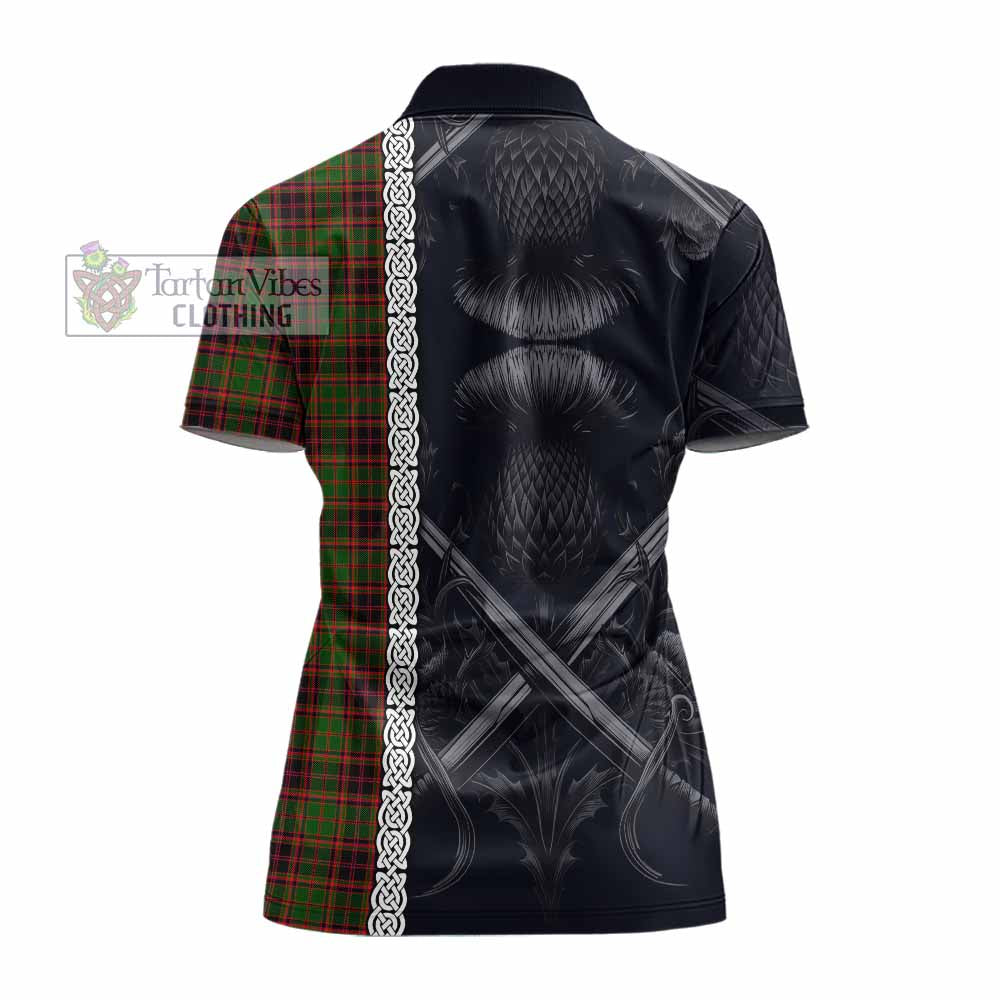 Tartan Vibes Clothing Buchan Tartan Women's Polo Shirt with Family Crest Cross Sword Thistle Celtic Vibes