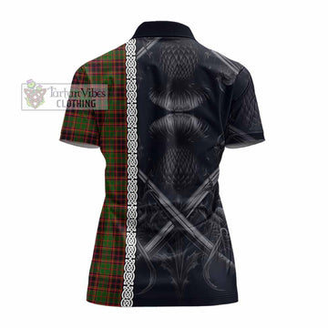 Tartan Vibes Clothing Buchan Tartan Women's Polo Shirt with Family Crest Cross Sword Thistle Celtic Vibes