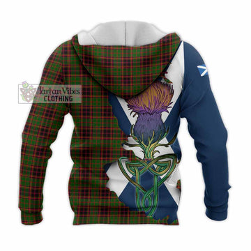 Tartan Vibes Clothing Buchan Tartan Family Crest Knitted Hoodie Scottish Thistle Celtic Inspired