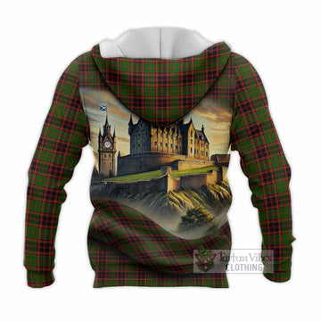 Tartan Vibes Clothing Buchan Tartan Family Crest Knitted Hoodie with Scottish Ancient Castle Style