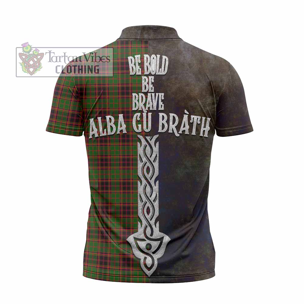 Tartan Vibes Clothing Buchan Tartan Family Crest Zipper Polo Shirt Alba Gu Brath Be Brave Lion Ancient Style