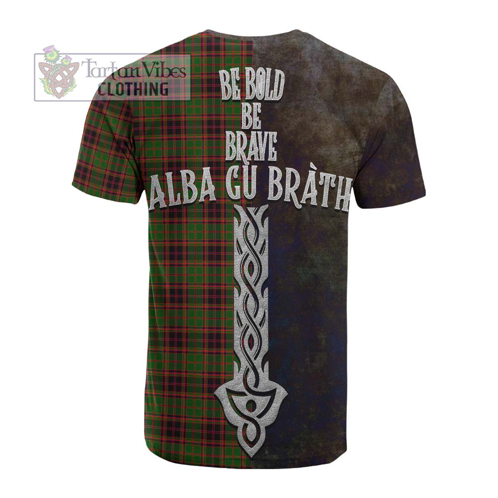 Tartan Vibes Clothing Buchan Tartan Family Crest Cotton T-shirt Alba Gu Brath Be Brave Lion Ancient Style