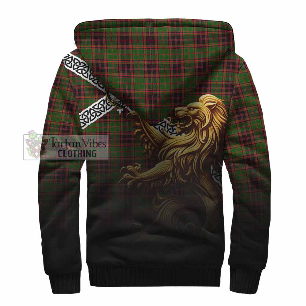Tartan Vibes Clothing Buchan Crest Tartan Sherpa Hoodie with Golden Lion Emblem Celtic Style