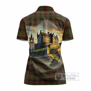 Buchan Tartan Family Crest Women's Polo Shirt with Scottish Ancient Castle Style