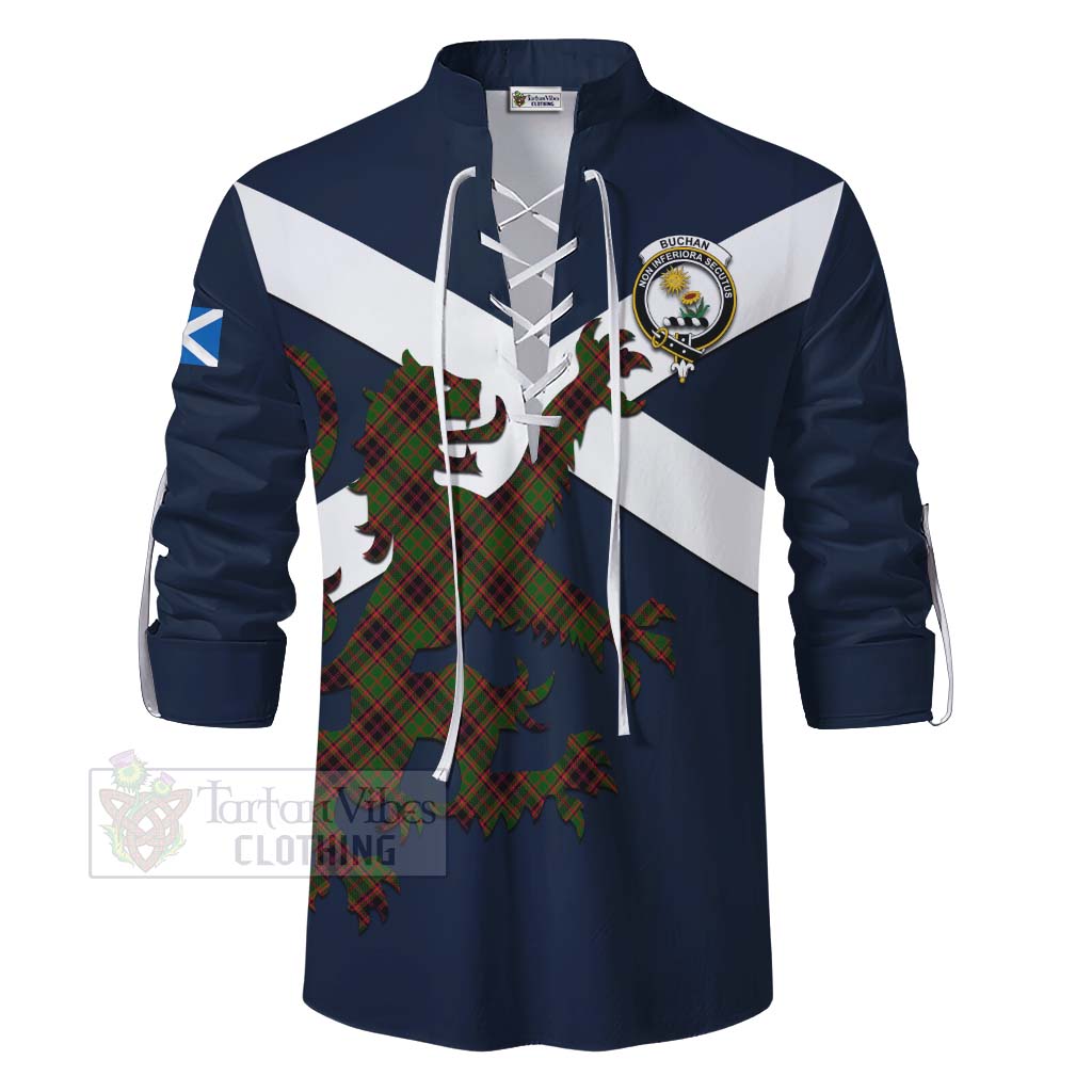 Tartan Vibes Clothing Buchan Tartan Lion Rampant Ghillie Kilt Shirt Proudly Display Your Heritage with Alba Gu Brath and Clan Name