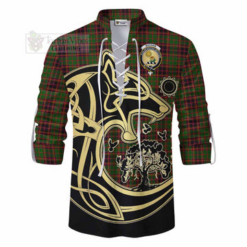 Buchan Tartan Ghillie Kilt Shirt with Family Crest Celtic Wolf Style