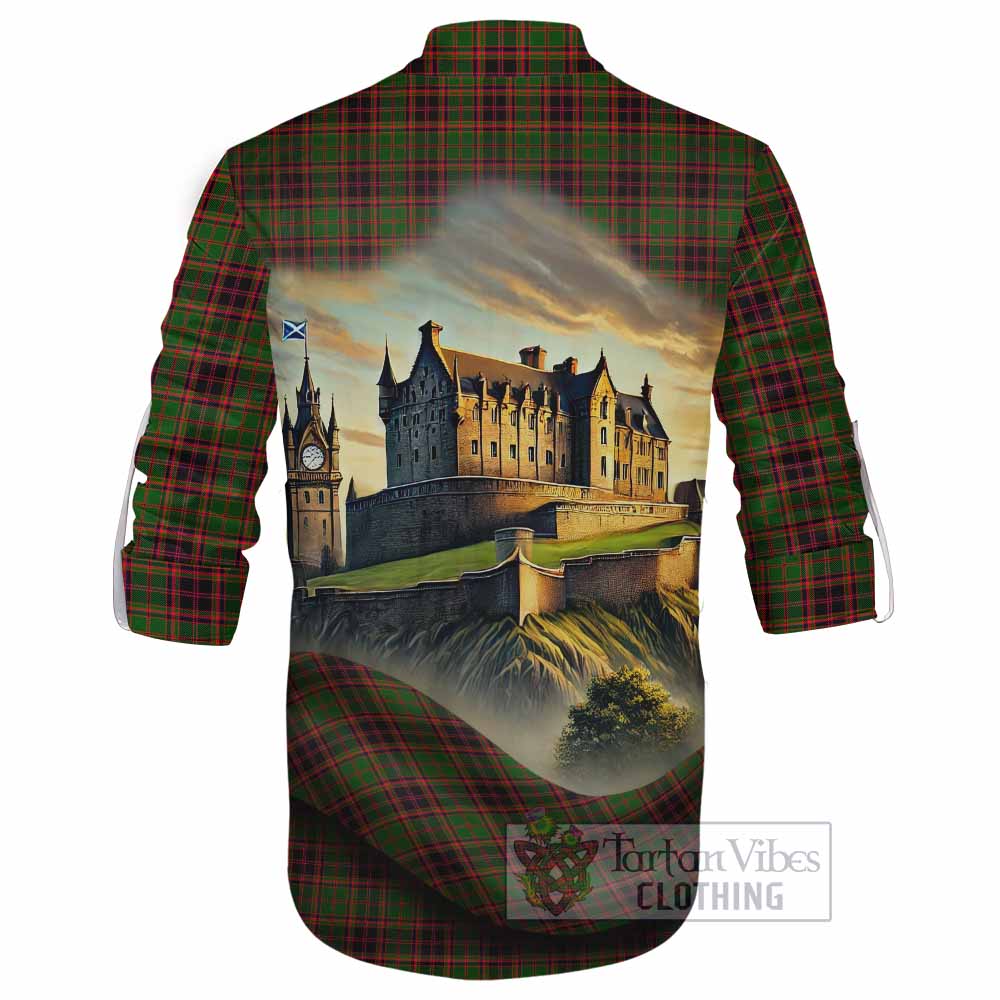 Tartan Vibes Clothing Buchan Tartan Family Crest Ghillie Kilt Shirt with Scottish Ancient Castle Style