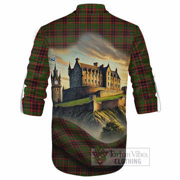 Tartan Vibes Clothing Buchan Tartan Family Crest Ghillie Kilt Shirt with Scottish Ancient Castle Style