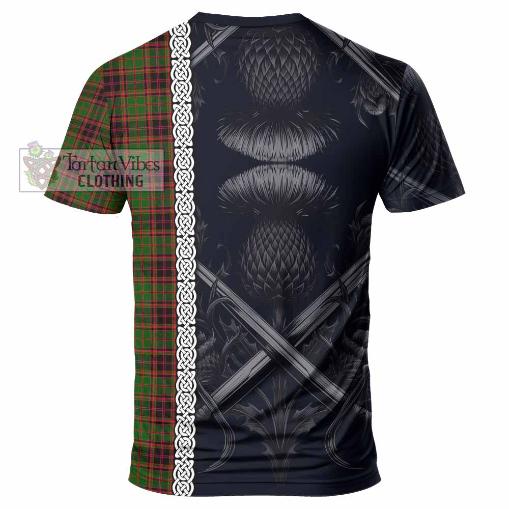 Tartan Vibes Clothing Buchan Tartan T-Shirt with Family Crest Cross Sword Thistle Celtic Vibes