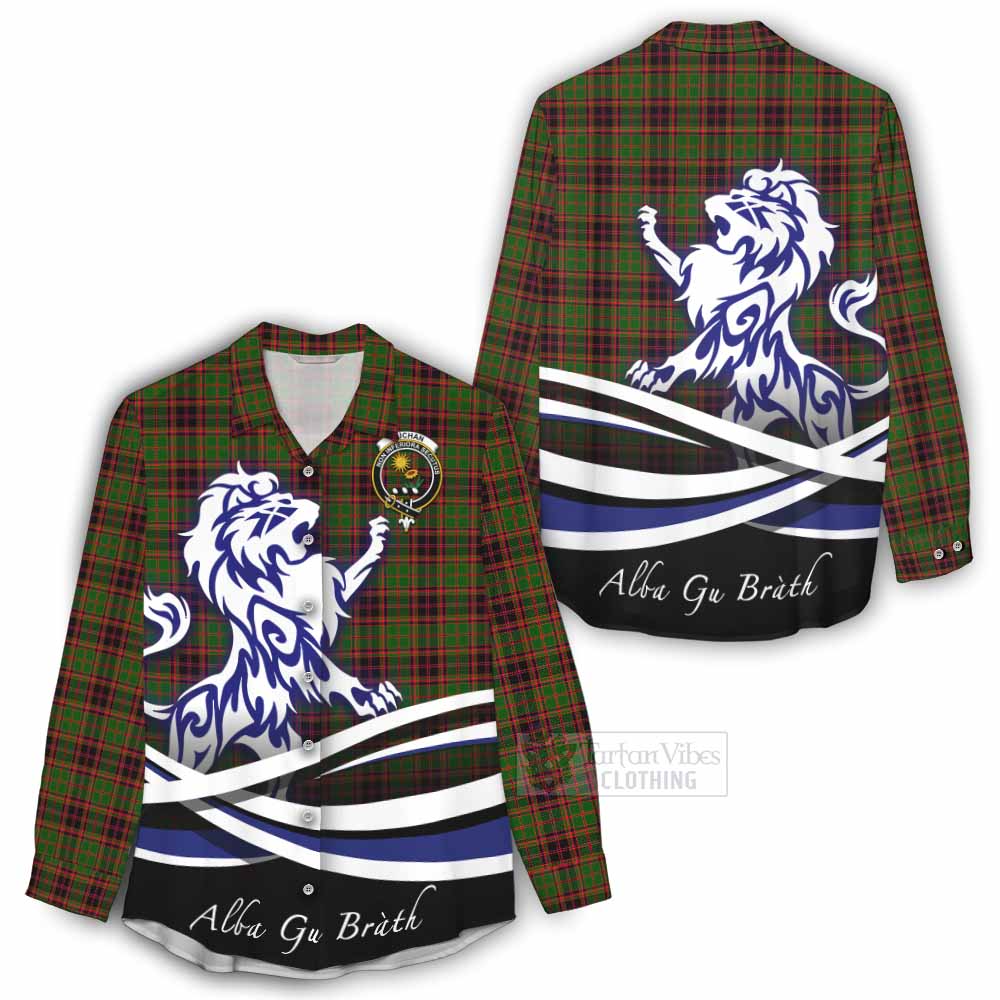 Tartan Vibes Clothing Buchan Tartan Women's Casual Shirt with Alba Gu Brath Regal Lion Emblem